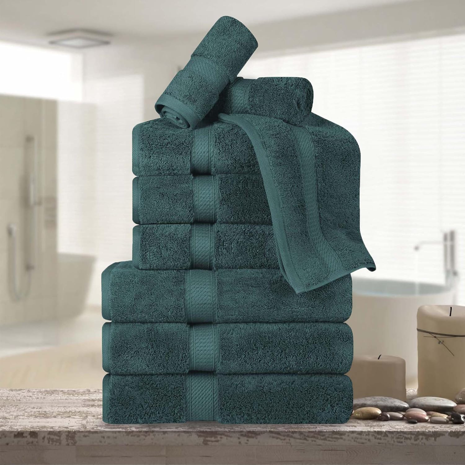 Teal Egyptian Cotton Ultra Plush 9-Piece Towel Set