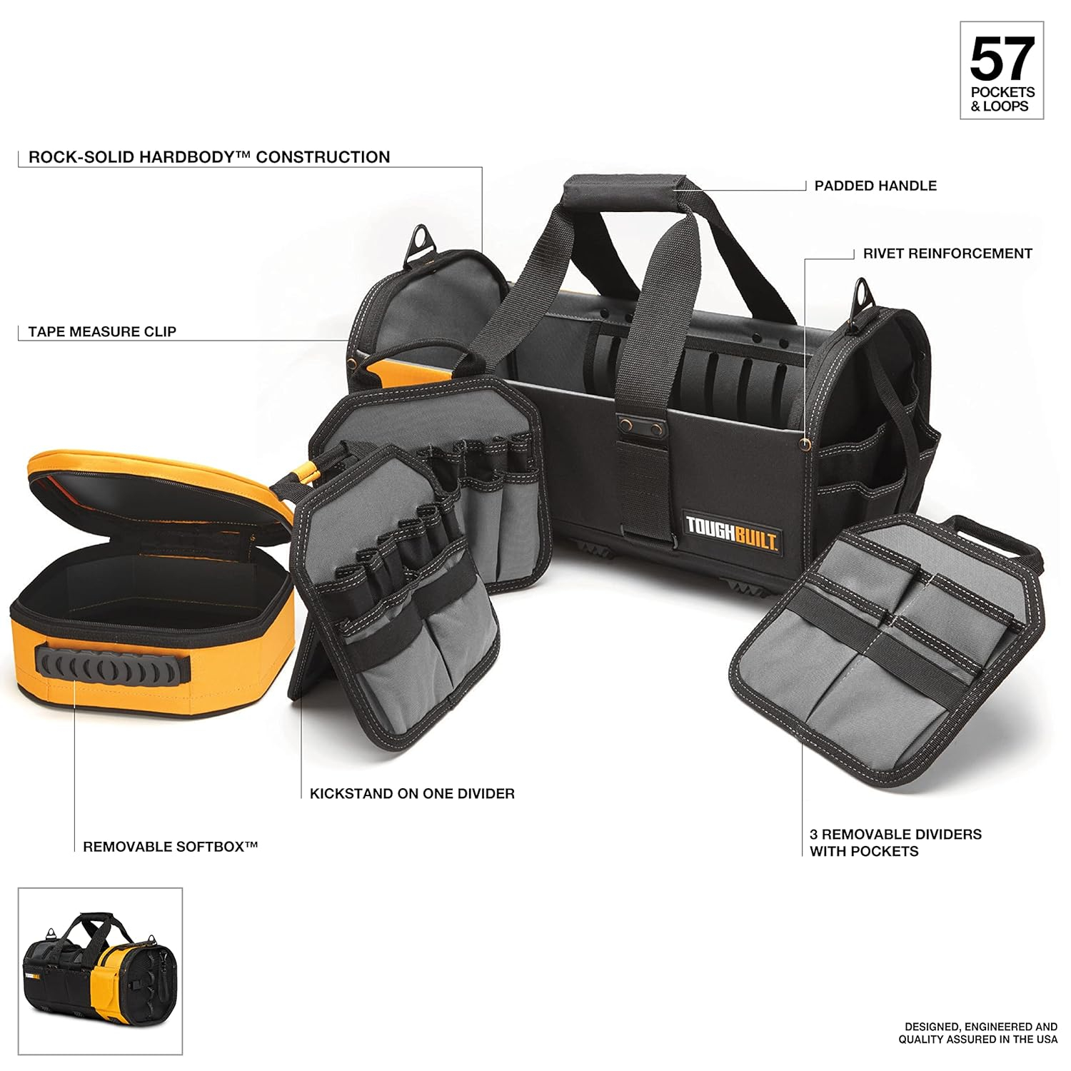 TOUGHBUILT TOU-81-18 18" Modular Tote, Black/Yellow