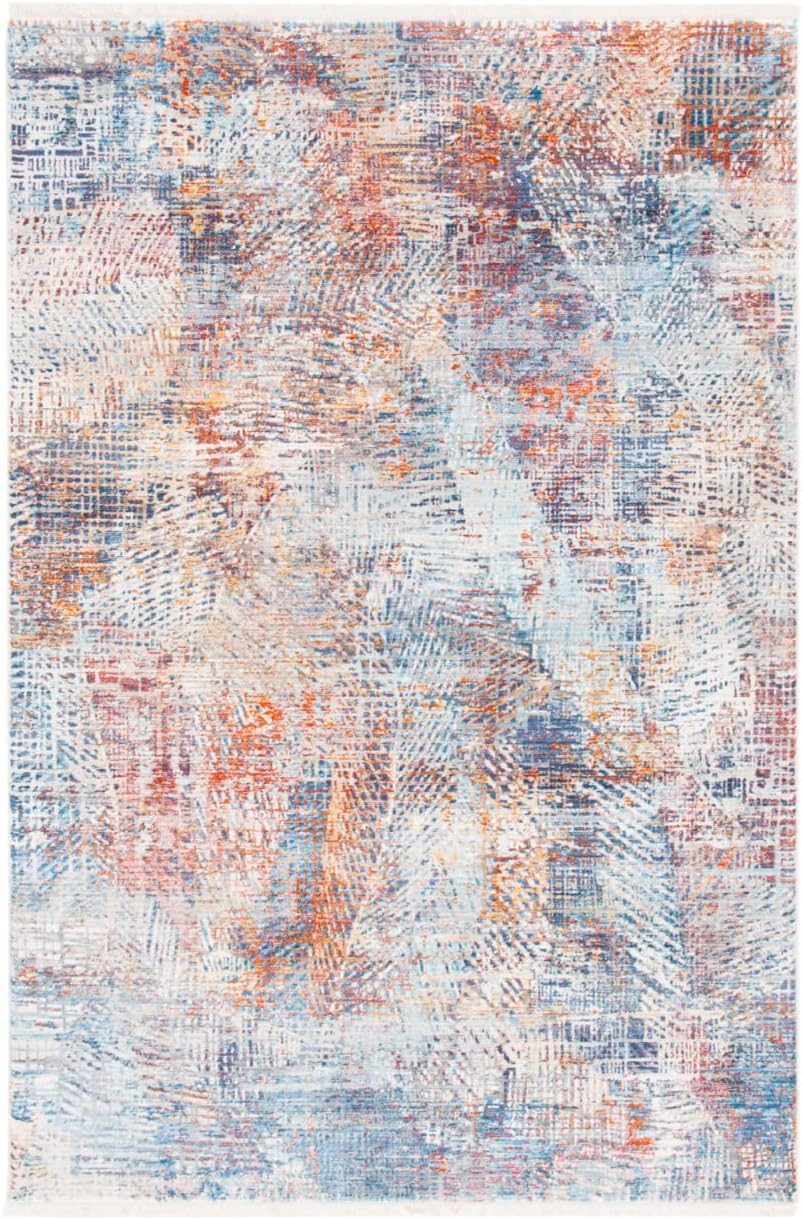 SAFAVIEH Vintage Persian Orville Abstract Polyester Runner Rug, Blue/Rust, 2' x 5'