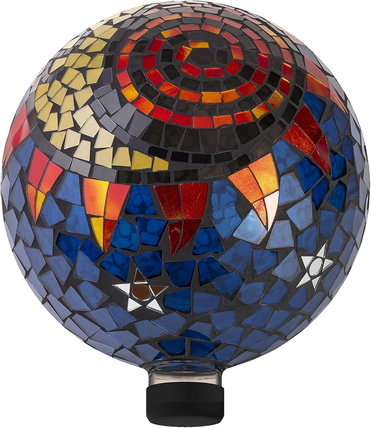Alpine Corporation 10" Glass Mosaic Sun and Moon Gazing Globe, Multicolor