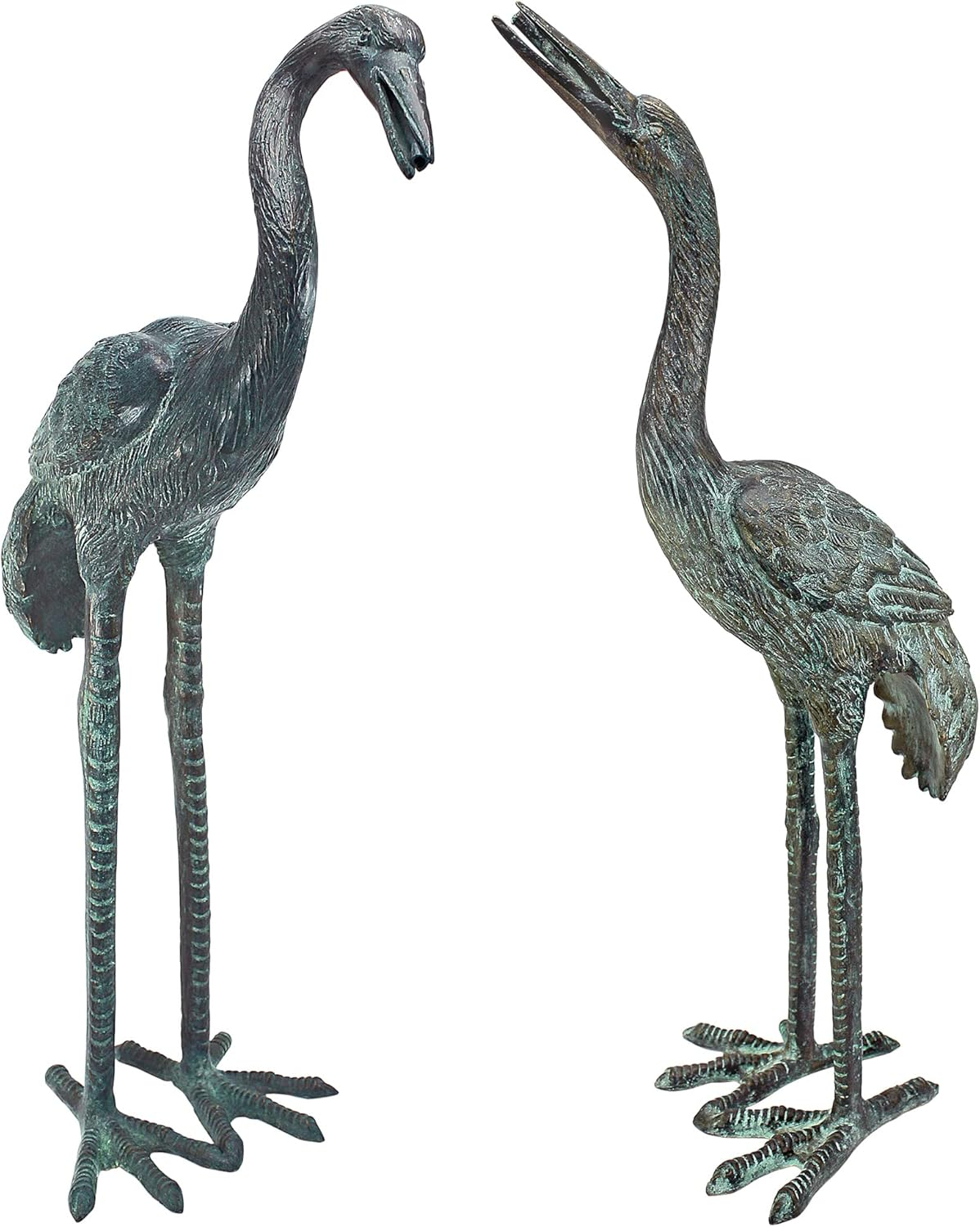 Design Toscano Emerald Verde Small Cranes Cast Bronze Garden Statue Set