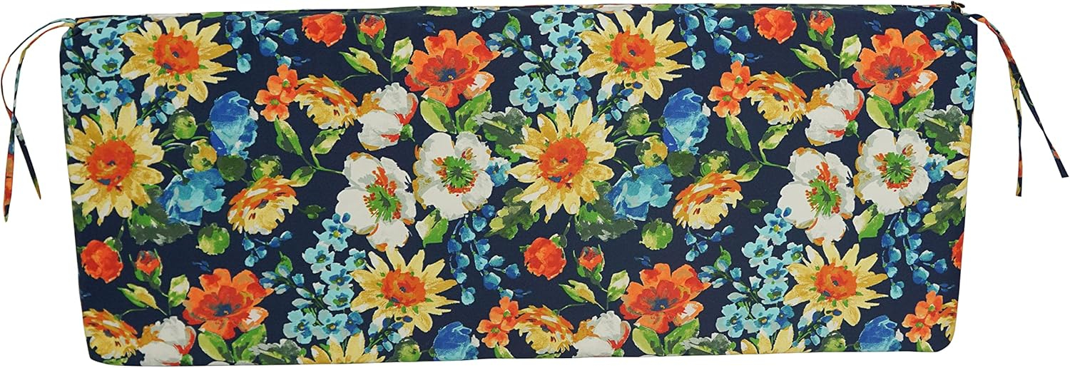 Blazing Needles 54-inch by 19-inch Patterned Outdoor Spun Polyester Bench Cushion 954X19-REO-59