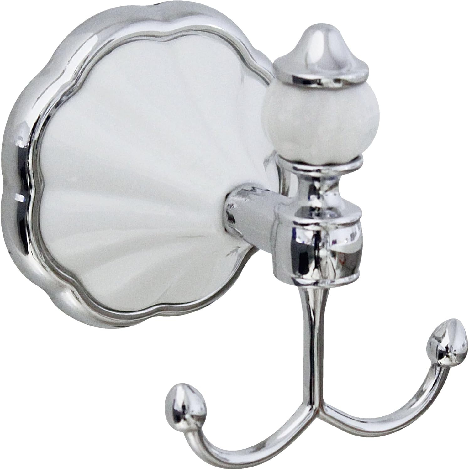 FLORA 4 Piece Bathroom Accessories Set in White Porcelain and Polished Chrome