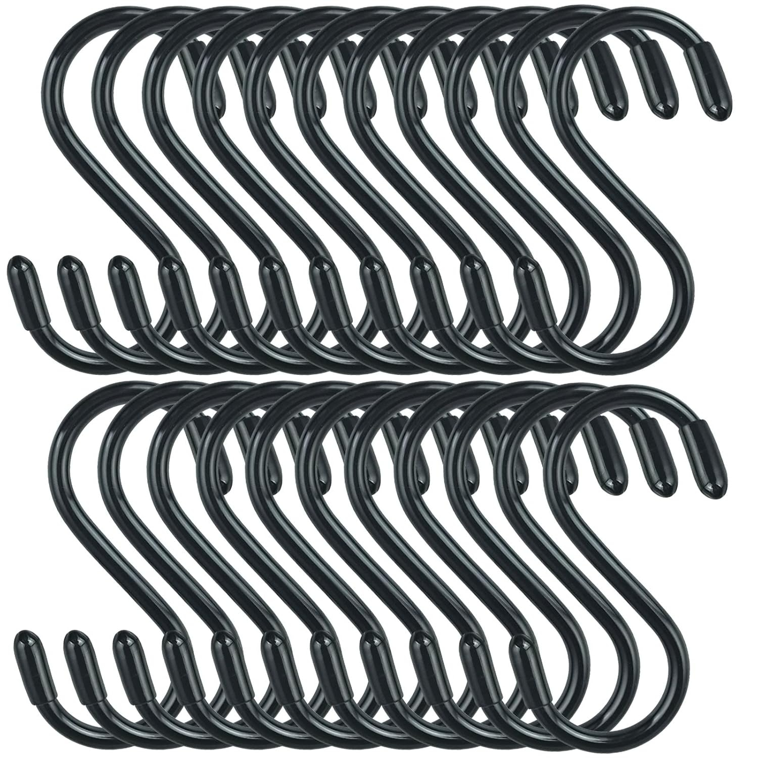 30 Pack Heavy Duty S Hooks Black S Shaped Hooks Hanging Hangers Pan Pot Holder Rack Hooks for Kitchenware Spoons Pans Pots Utensils Clothes Bags Towels Plants