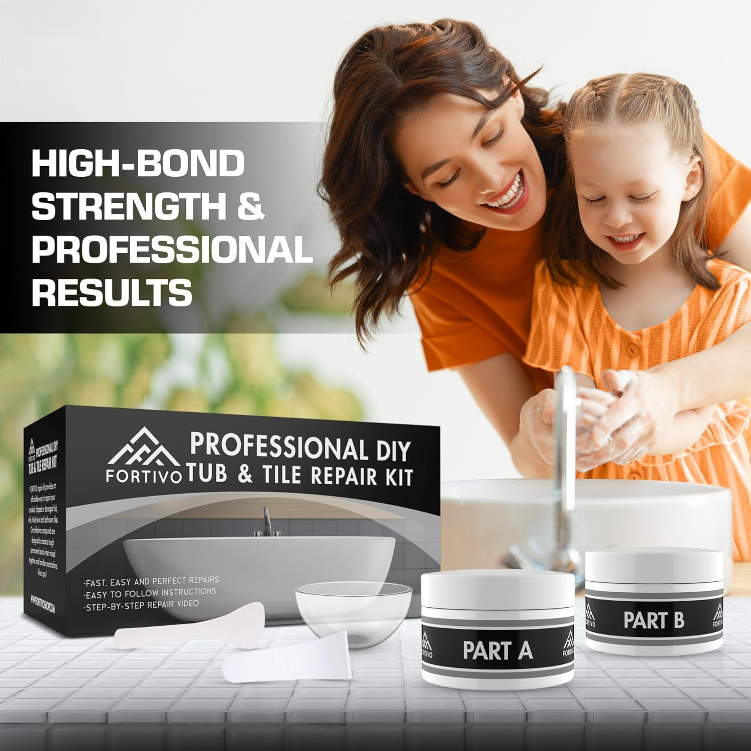 White Porcelain Repair Kit, Fiberglass Tub Repair for Sink, Shower, Countertop, and Tile - Acrylic Tub and Cracked Porcelain Sink Repair