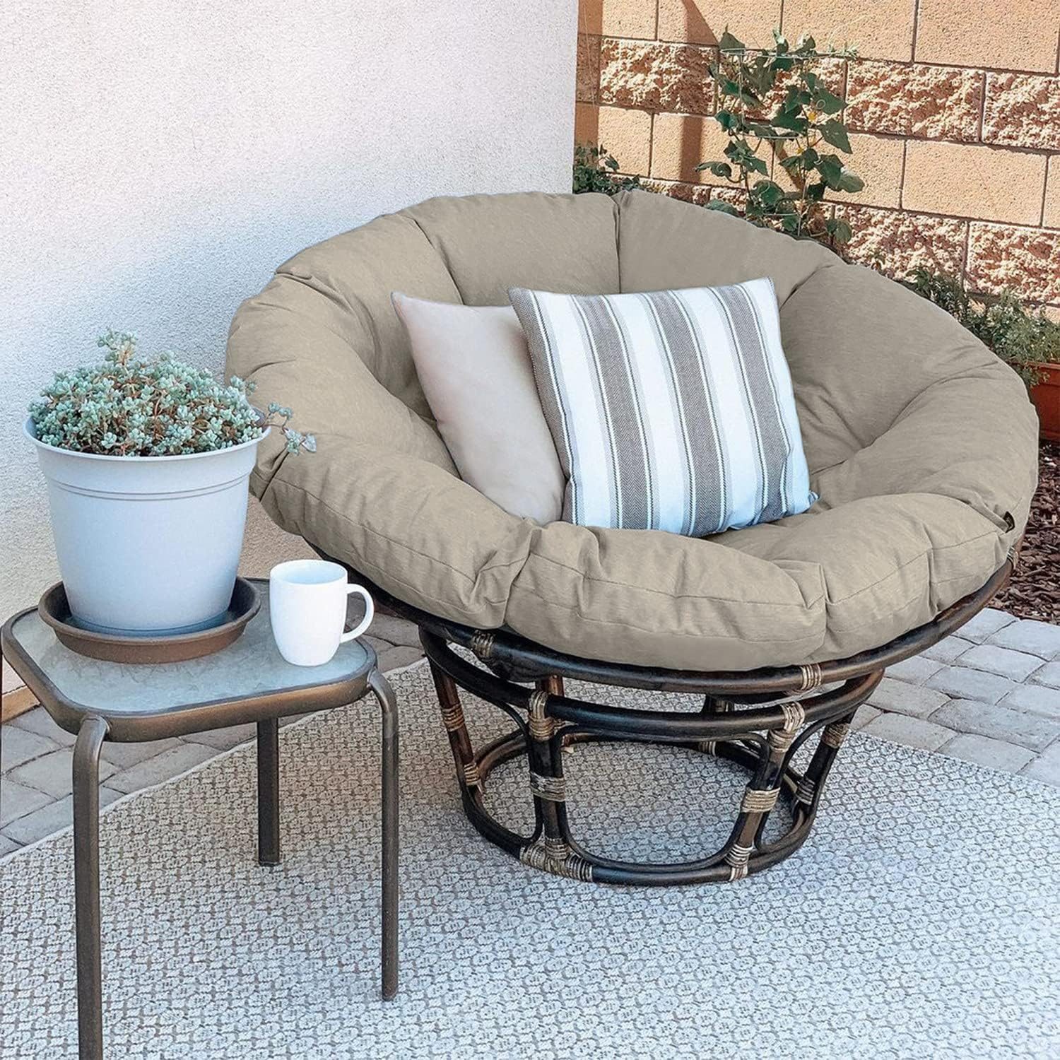 Montlake 52 in. Dia Heather Grey Water-Resistant Outdoor Papasan Cushion