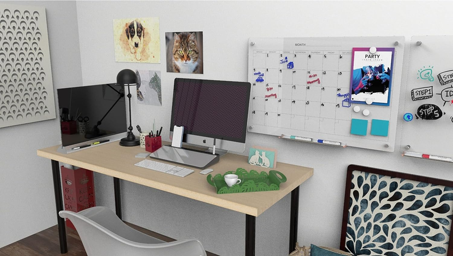 Audio-Visual Direct Magnetic Desktop Memo White Board for Reception & Office (Divider, Black)