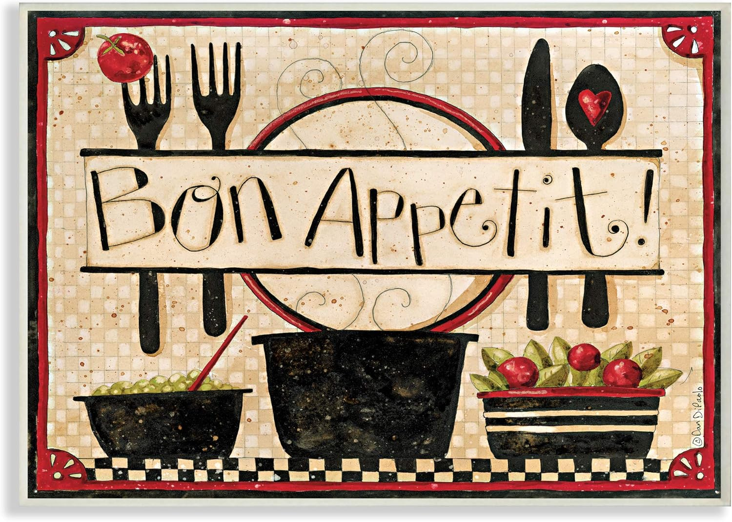 Stupell Industries Bon Appetit Phrase Vintage Kitchen Cooking Charm Wall Plaque by Dan DiPaolo