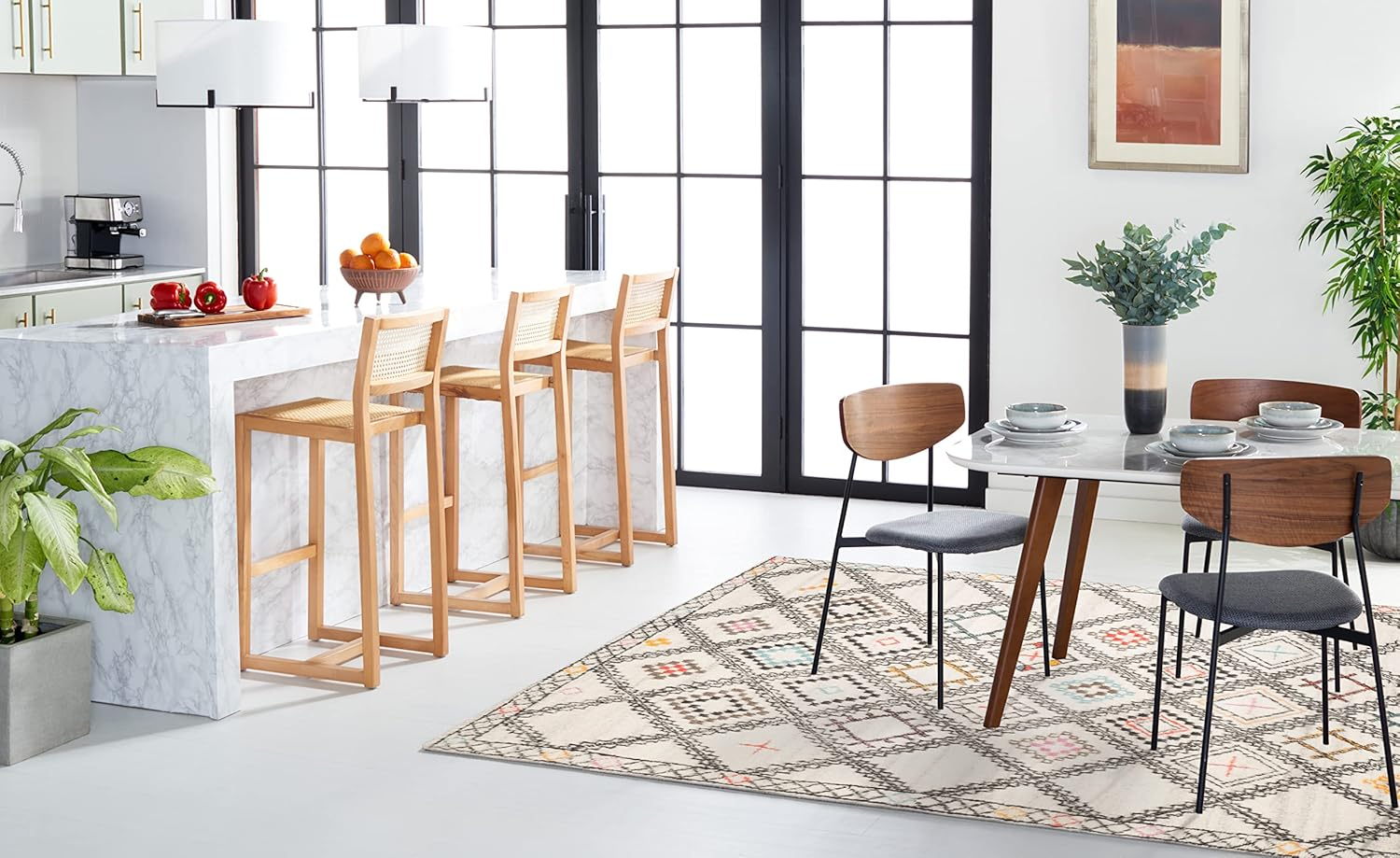 SAFAVIEH Kenya Norwood Geometric Braided Area Rug, Natural/Multi, 9' x 12'