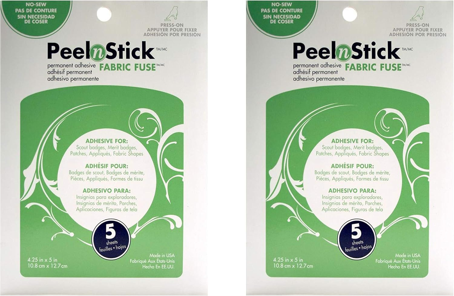 Peel n Stick Fabric Fuse Sheets, 4.25" x 5", 5 Count