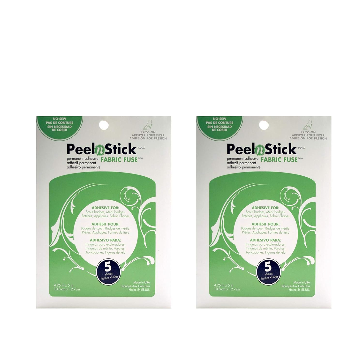 Peel n Stick Fabric Fuse Sheets, 4.25" x 5", 5 Count
