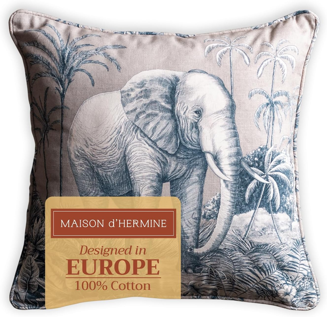 Maison d' Hermine Decorative Pillow Covers 20x20 Inch Square 100% Cotton Throw Pillow Covers with Invisible Zipper Cushion Case for Living Room Couch, Chair, Sofas, Bedroom, Home (Savana Jouy - Blue)