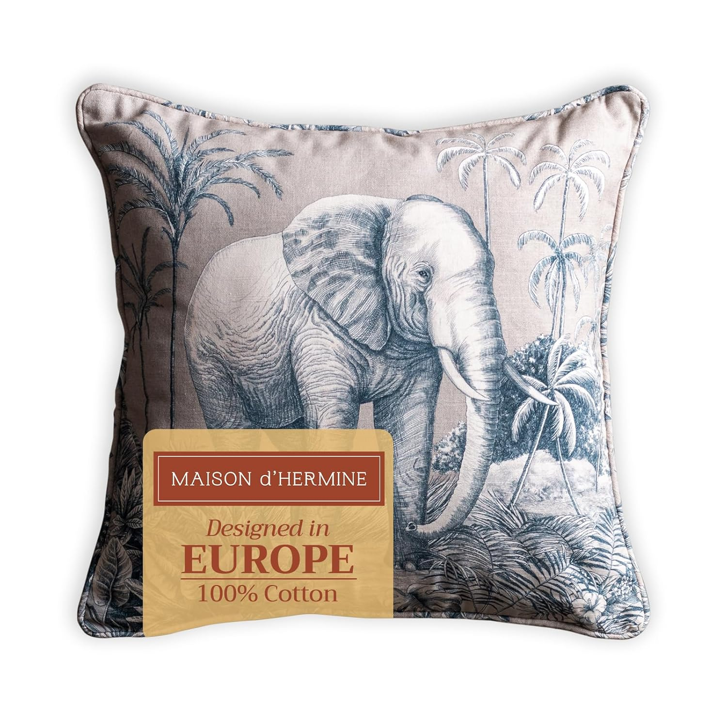 Maison d' Hermine Decorative Pillow Covers 20x20 Inch Square 100% Cotton Throw Pillow Covers with Invisible Zipper Cushion Case for Living Room Couch, Chair, Sofas, Bedroom, Home (Savana Jouy - Blue)