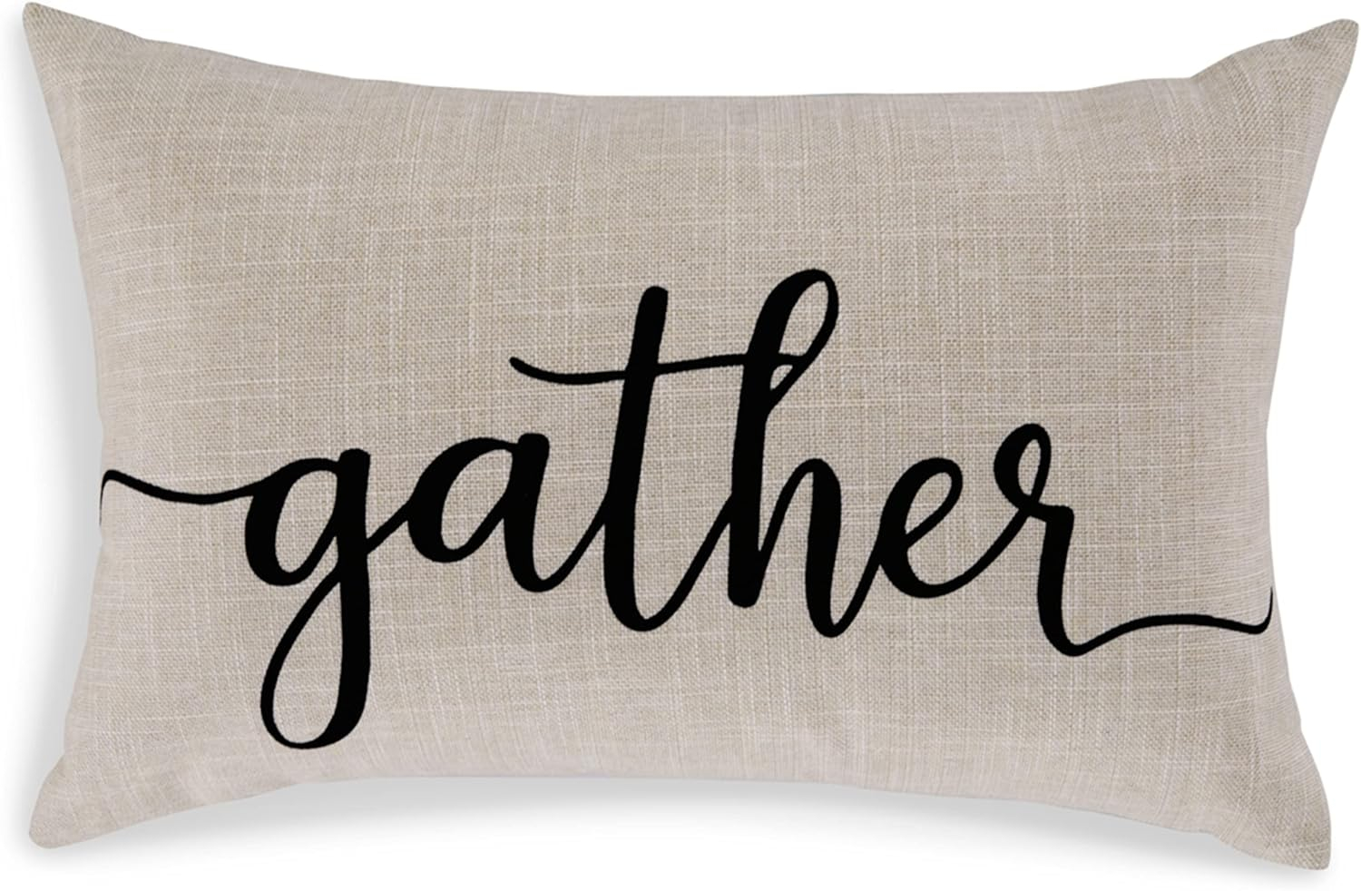 Whisperich Light Brown and Black Scripted Accent Pillow 22" x 14"