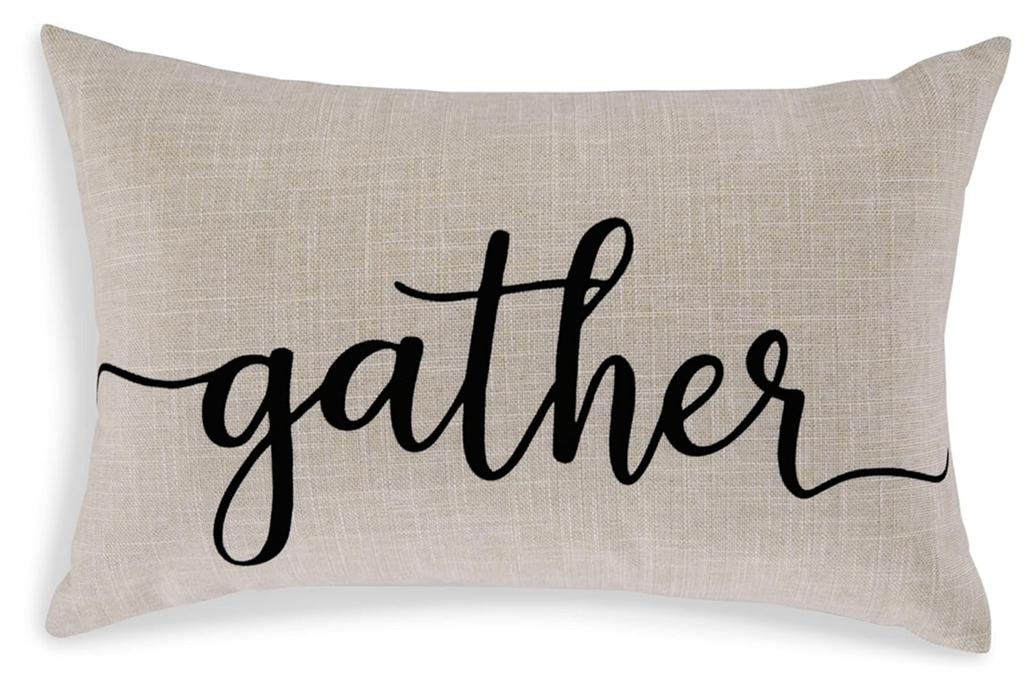 Whisperich Light Brown and Black Scripted Accent Pillow 22" x 14"