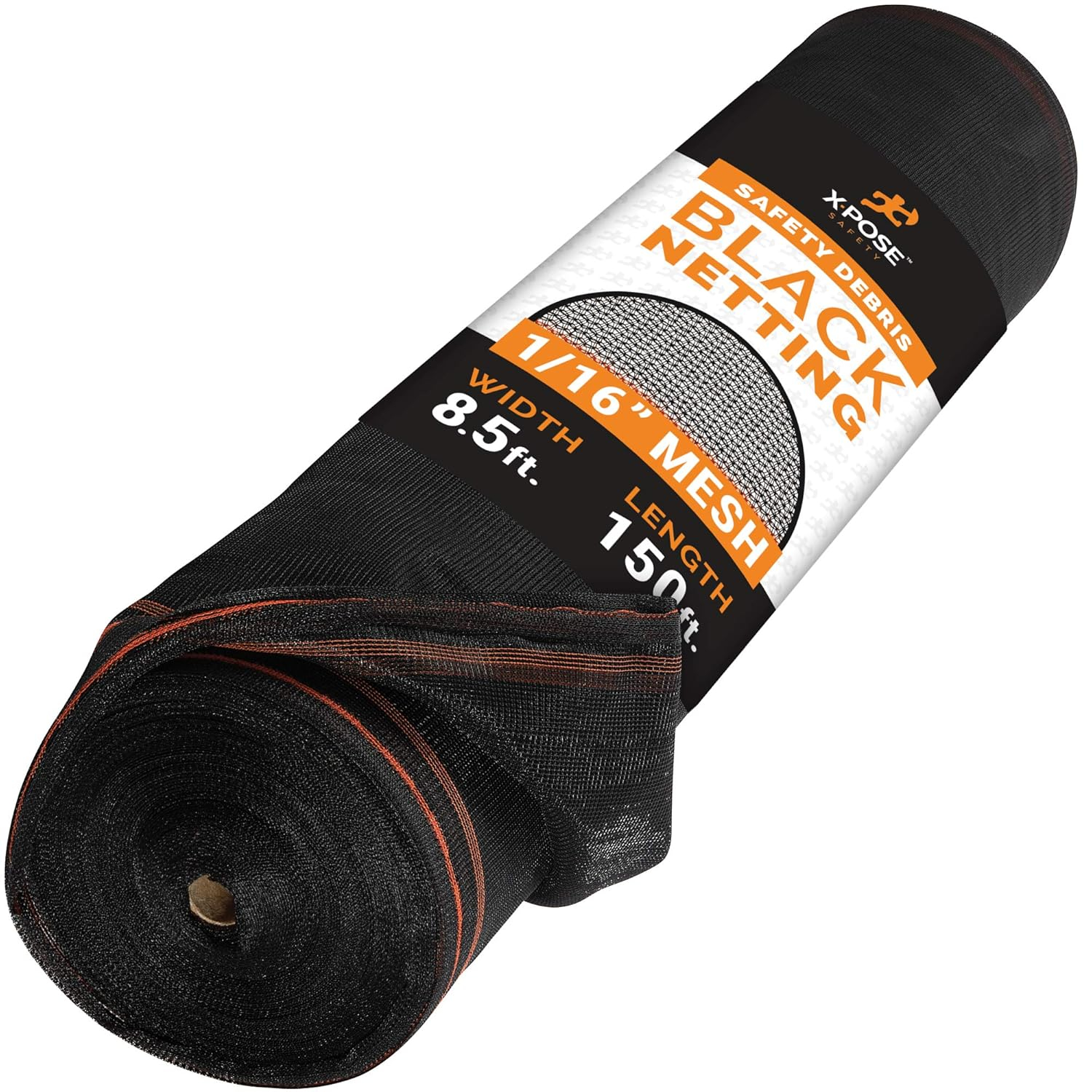 Construction Safety Debris Netting - 150 Ft Temporary Material Roll, 1/16" Mesh Scaffold Net Enclosure, Barricade, Visibility Barrier, Fencing Roll, Heavy Duty Fire Retardant 8.5 ft x 150 ft, Black