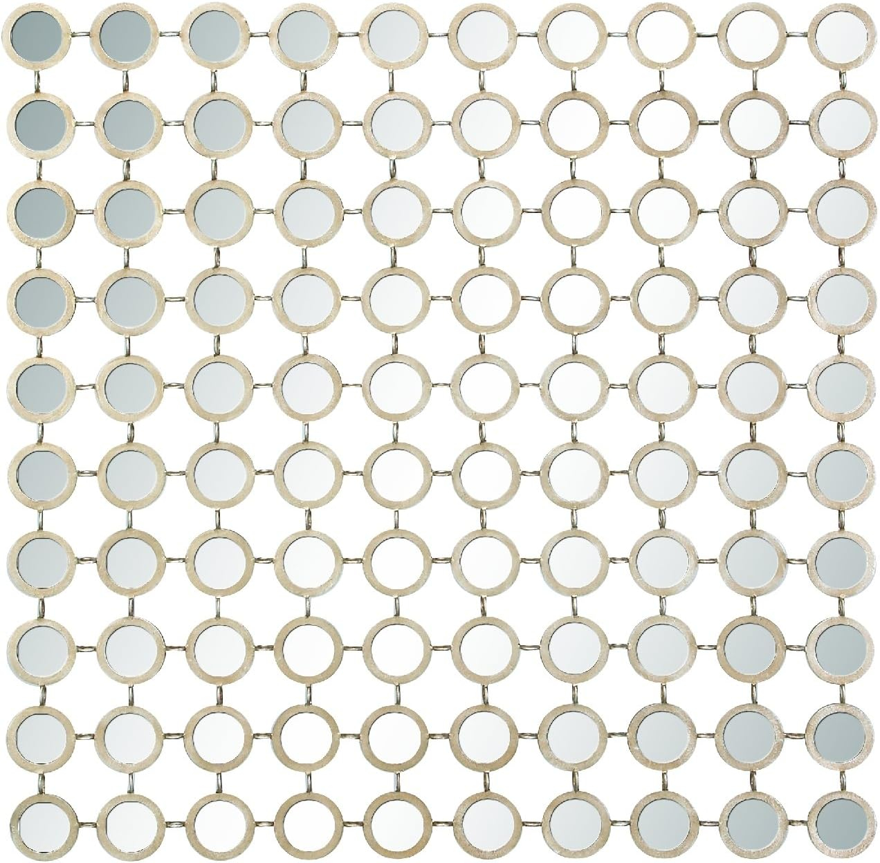 DecMode 40" x 40" Gold Geometric Wall Mirror with Grid Pattern