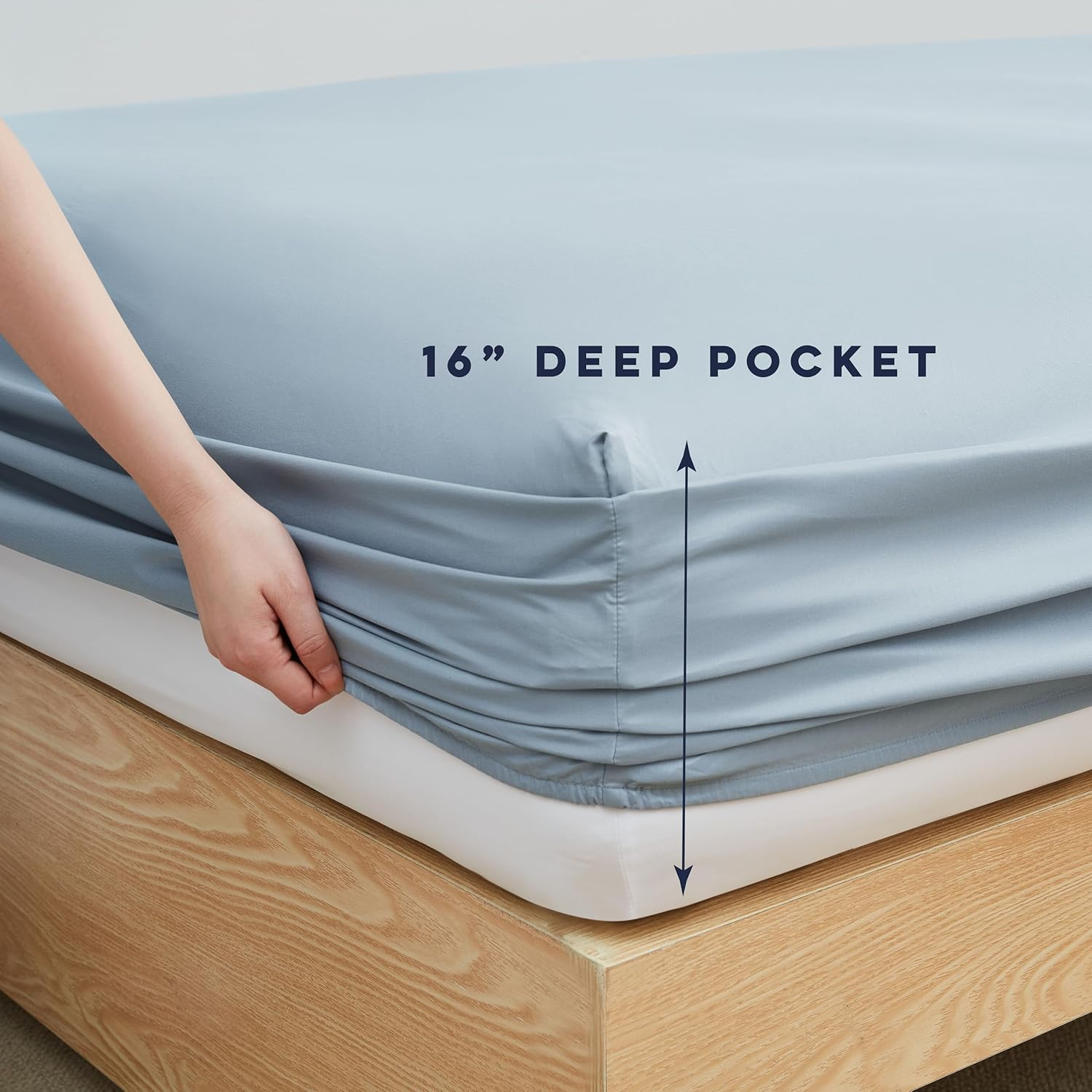 Casual Living Queen Sheets Set 6 Piece Cooling Bed Sheets with 4 Envelope Pillowcases Soft Microfiber Deep Pocket Hypoallergenic Washable Bedding Set for Guest or Master Bedroom, Queen, Light Blue