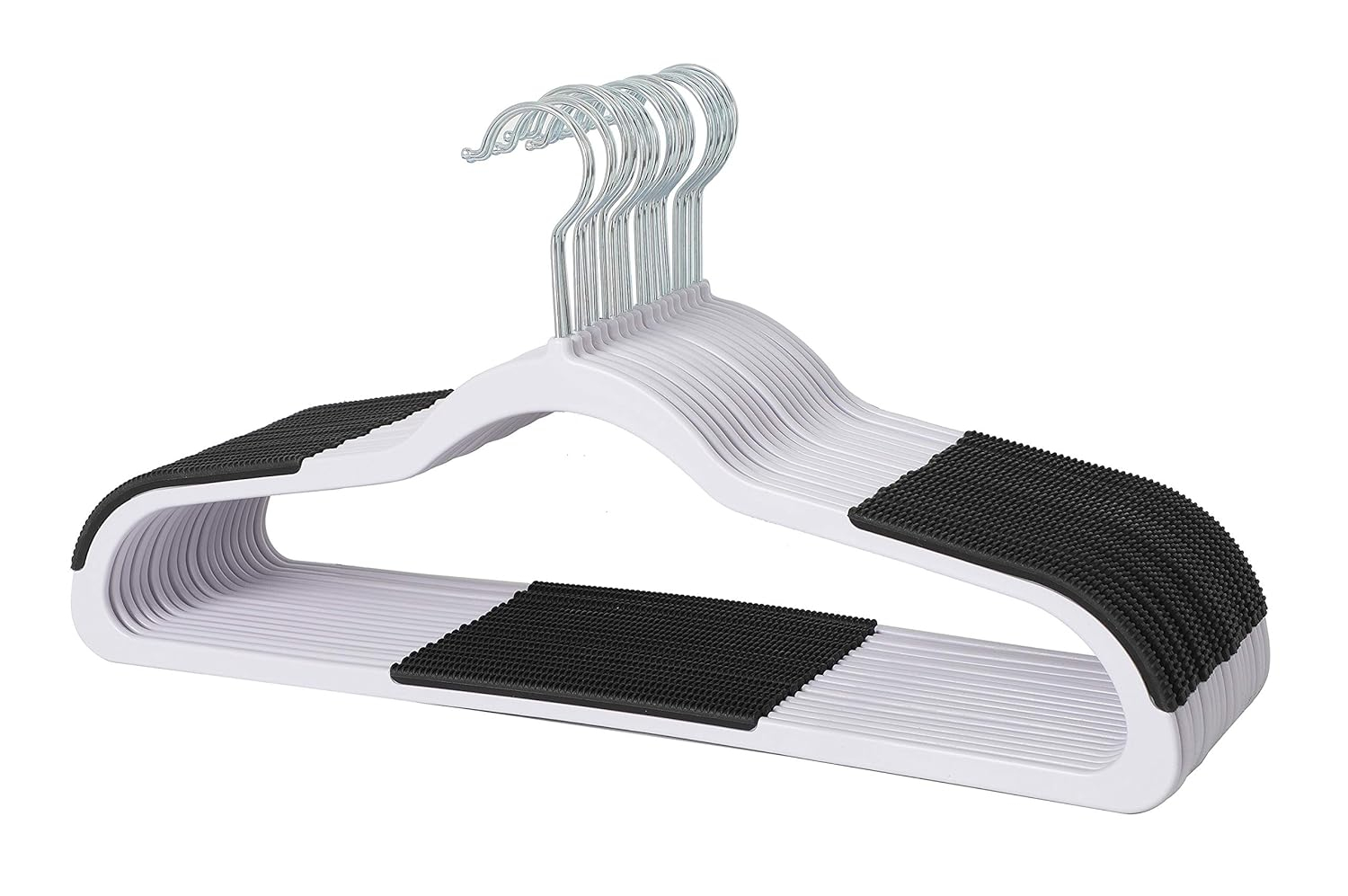 Finnhomy 50 Pack Plastic Hangers, Heavy Duty Clothes Hangers with Non-Slip Pads, Space Saving Easy Slide Organizer for Bedroom Closet, Great for Shirts, Pants, White
