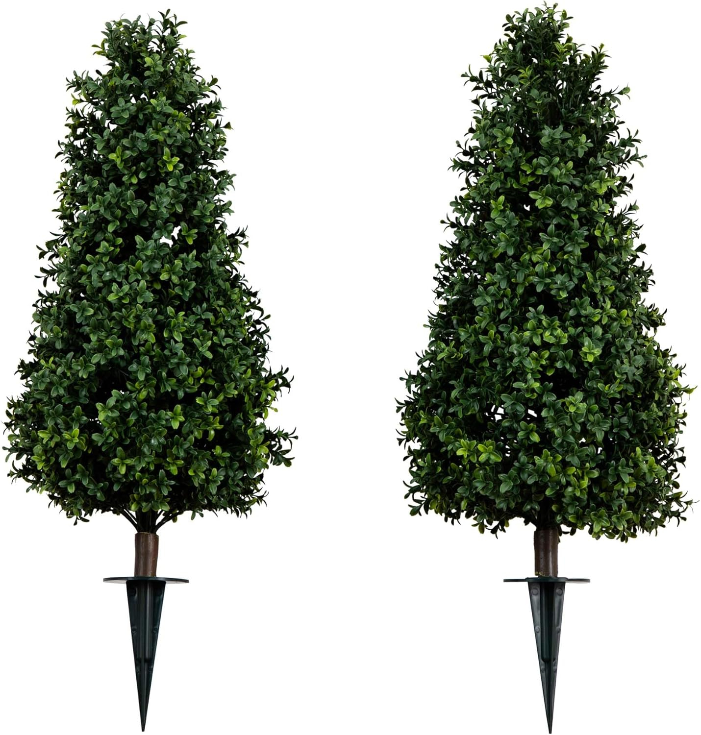 Nearly Natural Boxwood Plant with Integrated Ground Stake (Indoor/Outdoor) - Set of 2