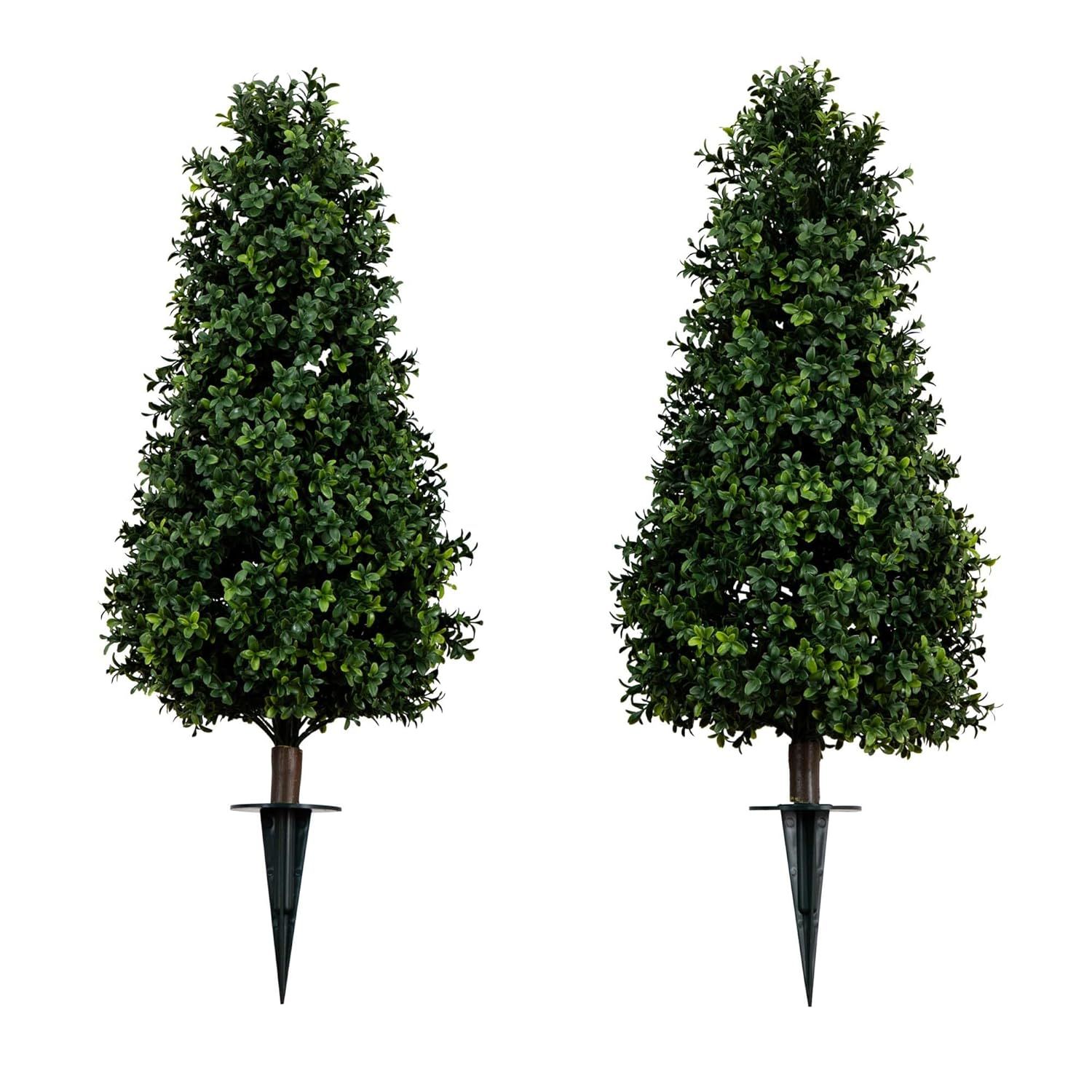 Nearly Natural Boxwood Plant with Integrated Ground Stake (Indoor/Outdoor) - Set of 2