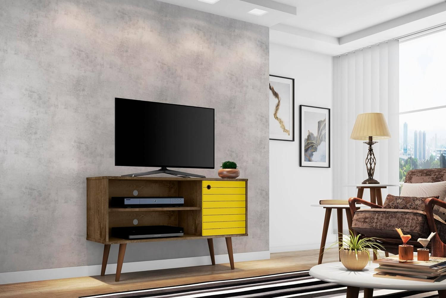 Liberty 42.52" Mid-Century Modern TV Stand with 2 Shelves and 1 Door