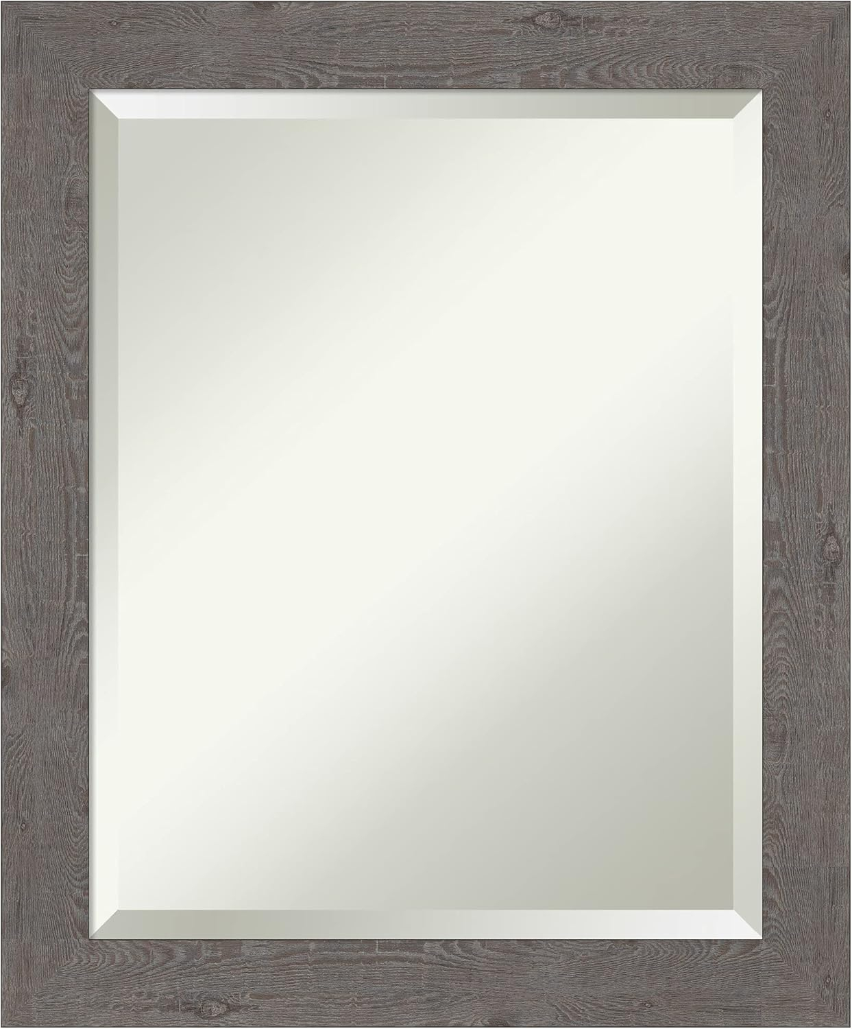Medium Rectangle Distressed Grey Beveled Glass Modern Mirror (23.25 in. H x 19.25 in. W)