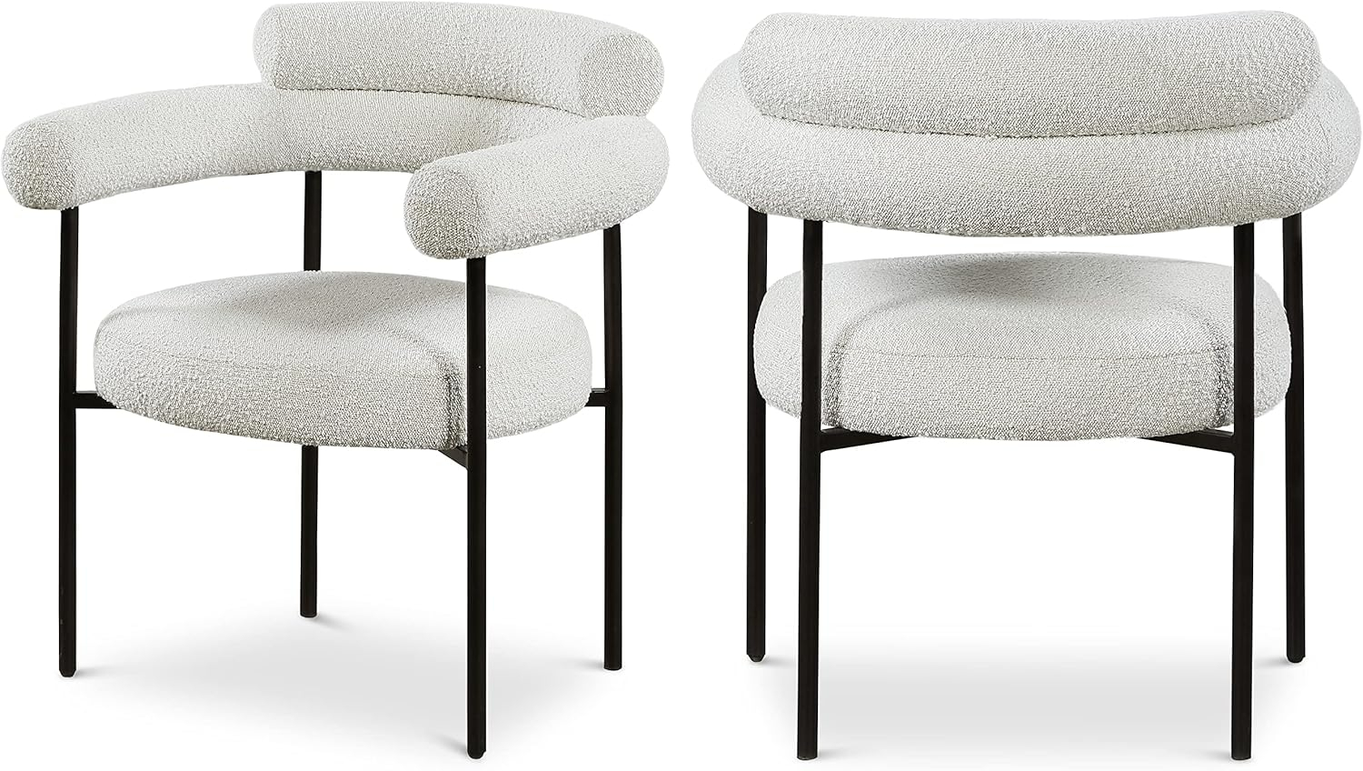 Meridian Furniture Blake Fabric Dining Side Chairs, Cream (Set of 2)