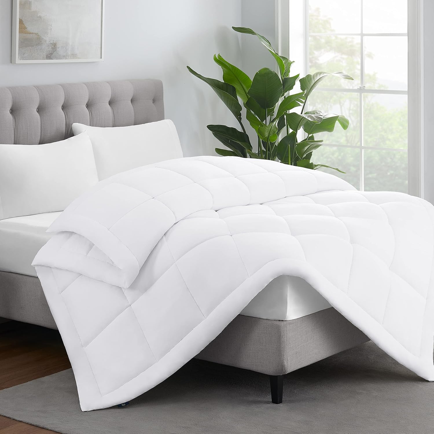 Serta ComfortSure Edredón Alternativo de Plumón, Relleno de Edredón Acolchado, Twin XL 92” x 68”, Blanco