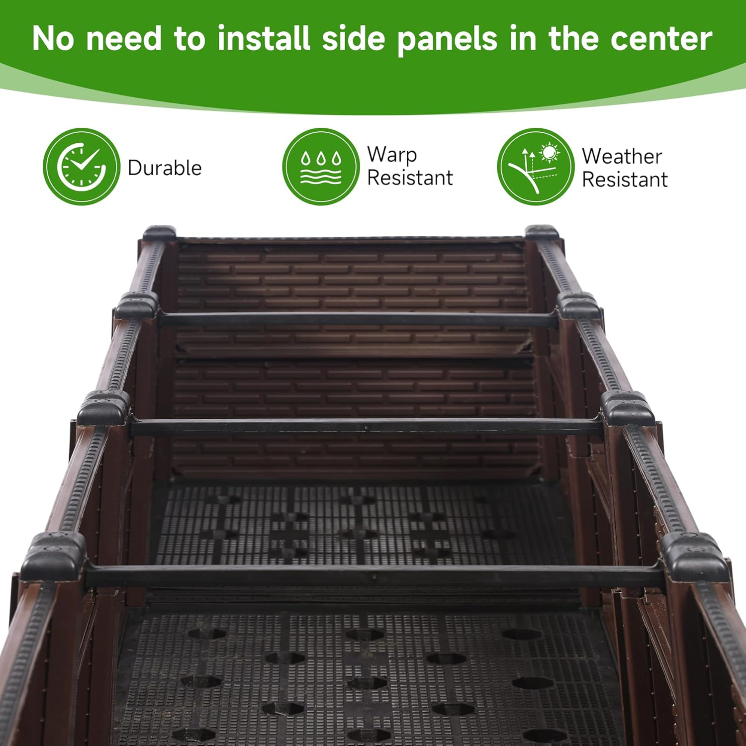 47x15x19in Raised Garden Beds Outdoor, Polypropylene Elevated Planter Boxes Outdoor for Vegetables, Flowers, Herbs, Garden Box with Drain Outlet, Heat and Frost Resistance Planters, 300lb Capacity