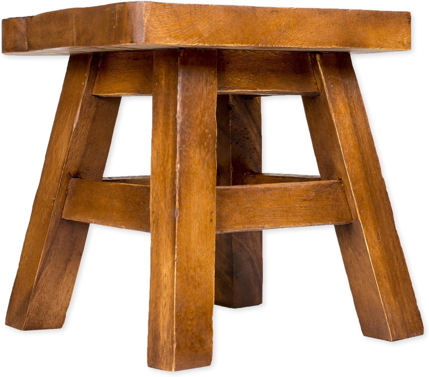 Monarch Butterfly Hand Carved Acacia Hardwood Decorative Short Stool