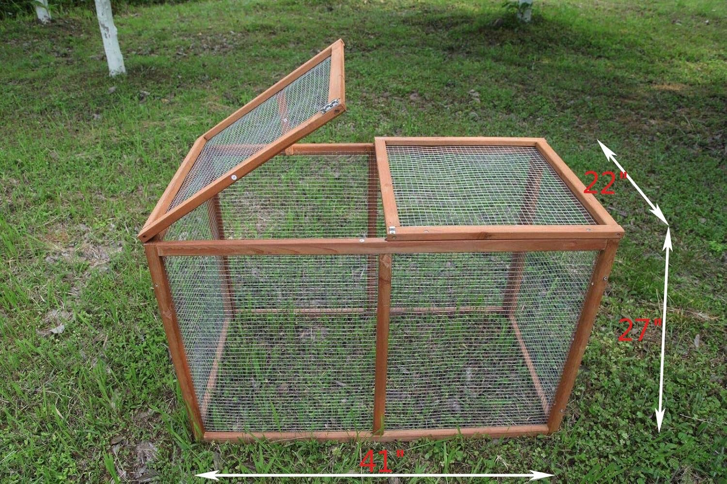 Wooden Chicken Coop Cage Rabbit Hutch Enclosure Poultry Pet Hutch Garden Backyard w/Mesh Run Cage Indoor and Outdoor Use(40 Inches)