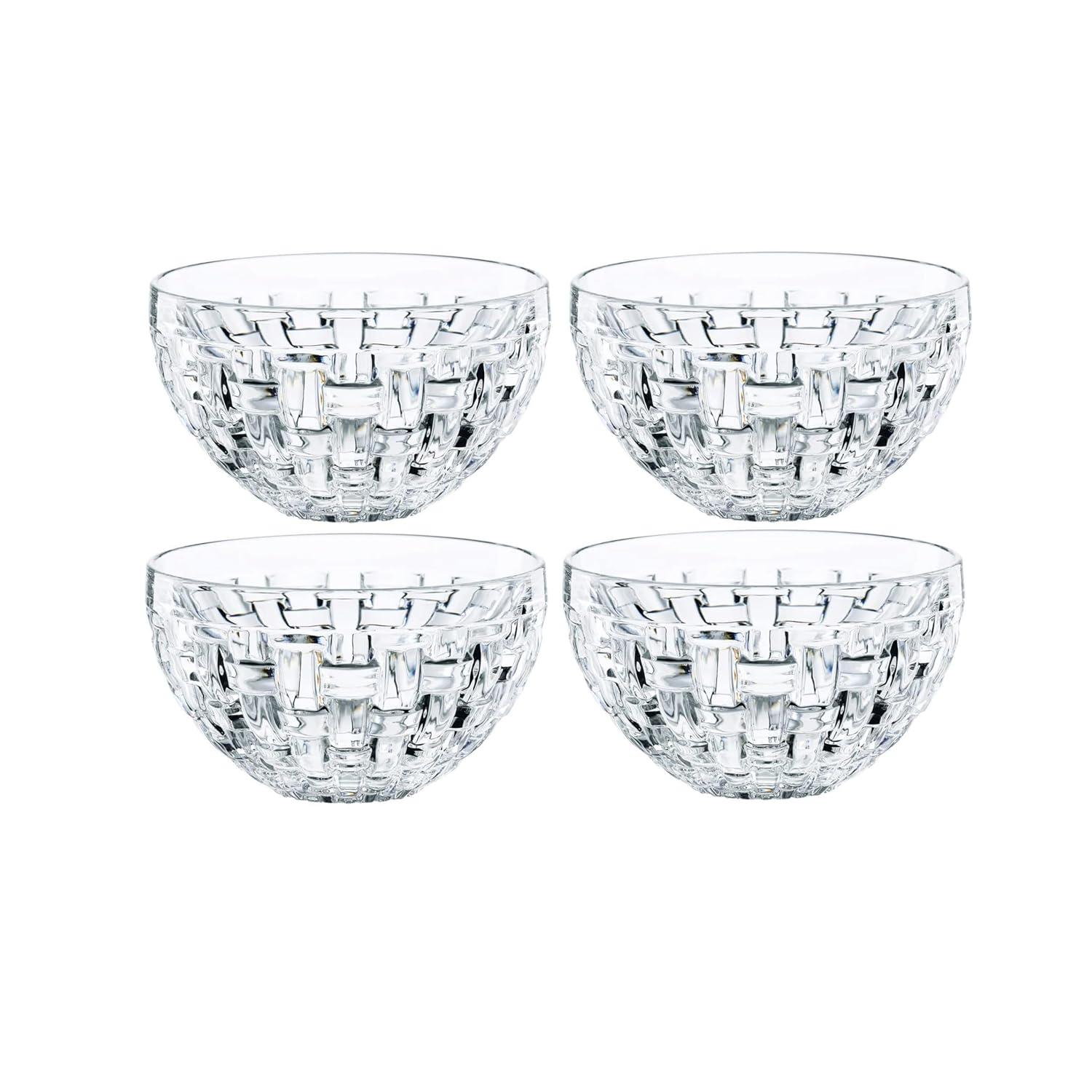 Nachtmann Bossa Nova Round Crystal Dip Bowls, Set of 4, Serving Dish for Sauce, Salsa, Ice Cream, and Dips, Giftable, 3.5 Ounce, Clear, Dishwasher Safe