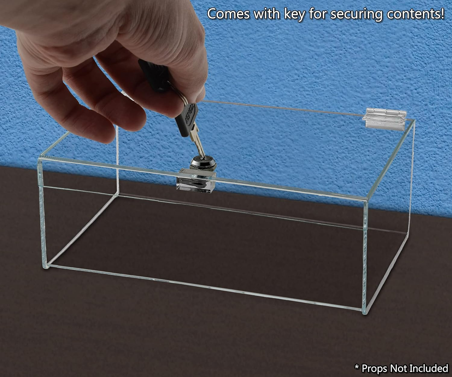 Acrylic Locking Display Case with Keys 12" x 9" x 5" Clear Countertop Rectangular Lucite Tray with Lid for Tradeshows Expos Flea Markets and Swap Meets by Marketing Holders