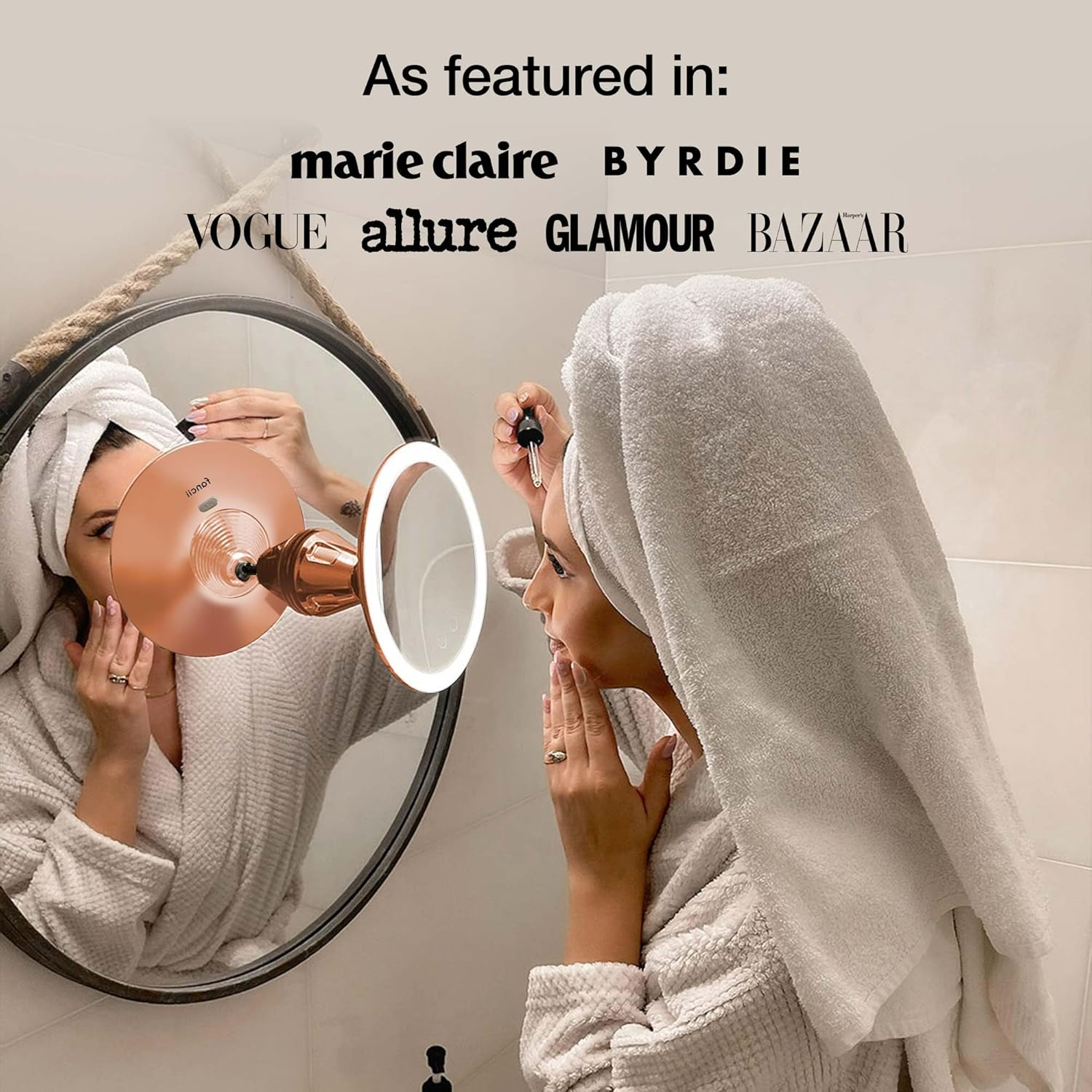 Fancii Lana - Premium 10x Magnifying Mirror - Rose Gold Shiny