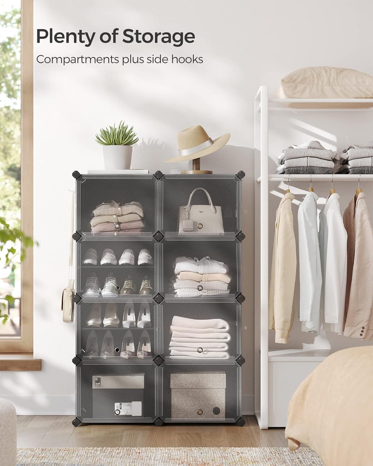 SONGMICS Shoe Rack Organizer, 8-Tier Shoe Storage Cabinet for Closet and Entryway, Holds 32 Pairs of Shoes, Adjustable, Black ULPC034B01