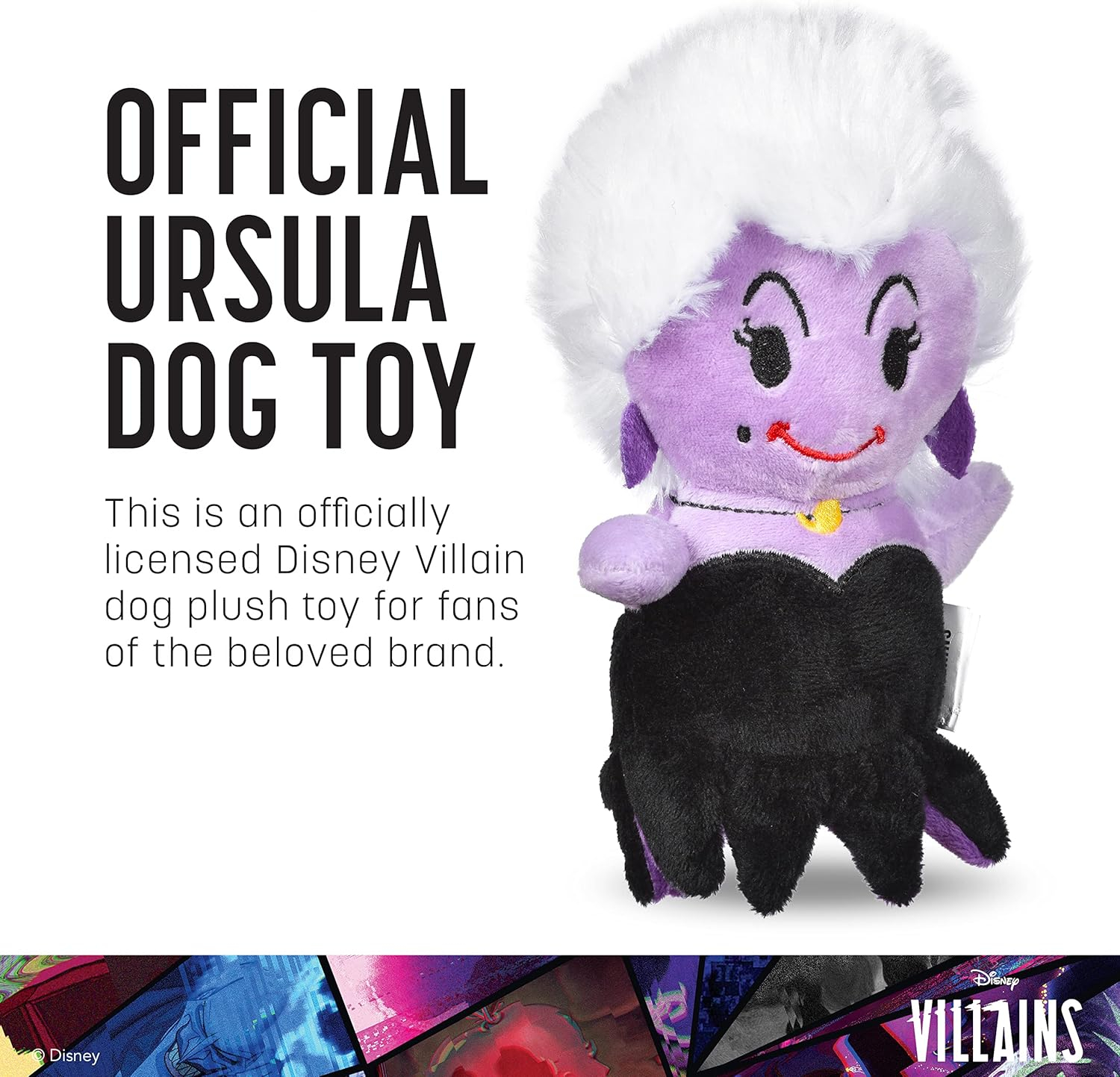 Disney for Pets Disney Villains Ursula 9" Plush Toy for Dogs - Ursula Plush Dog Toy - Movie Toys for All Dogs All Breed Sizes, Official Dog Toy Product of Disney for Pets