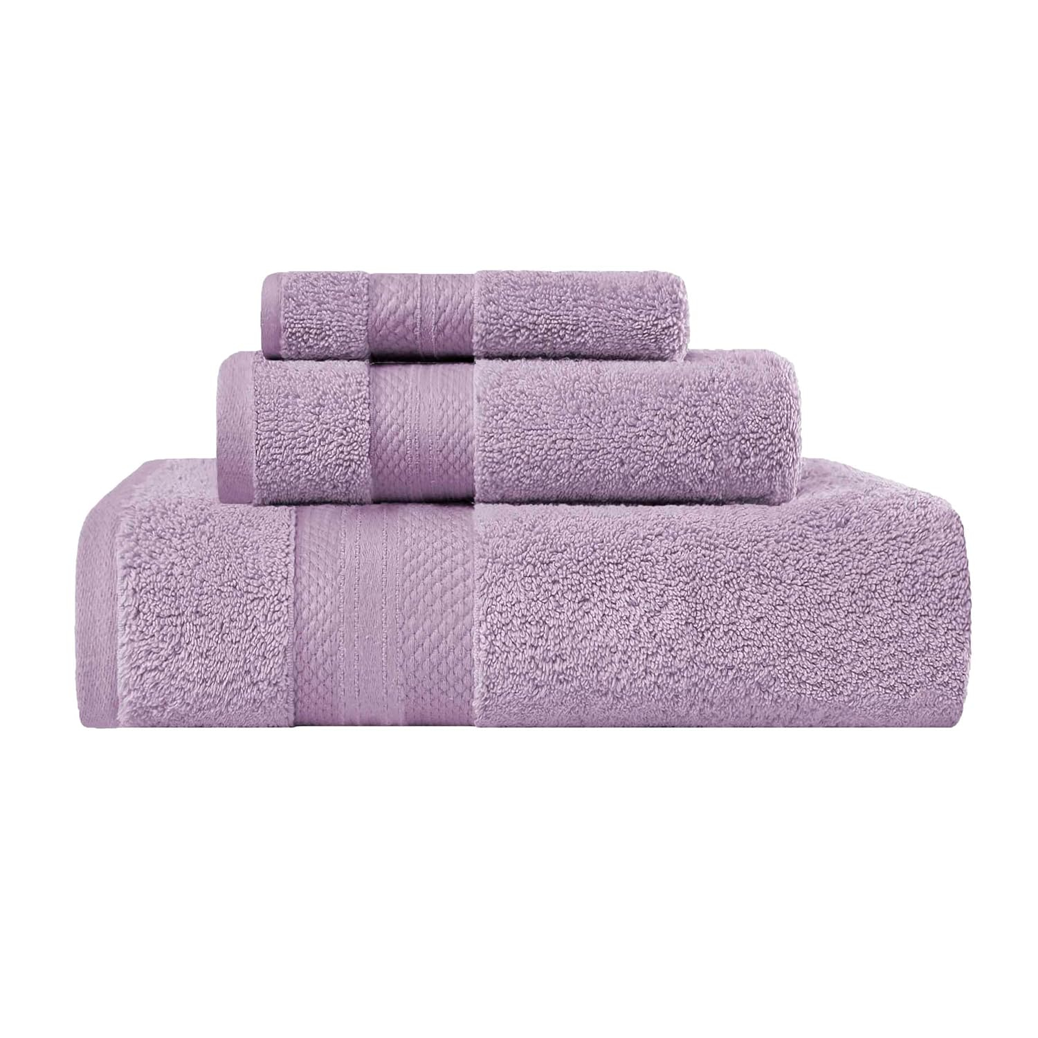 Superior Aria Turkish Cotton Solid Heavyweight 3-Piece Wisteria Towel Set