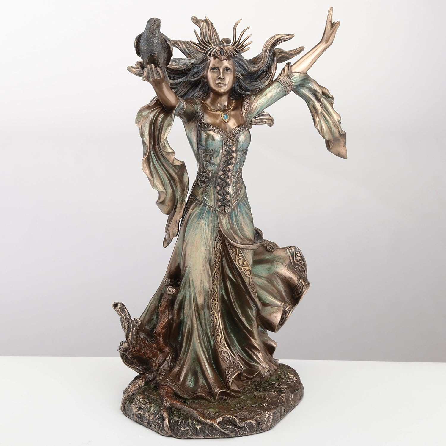 Morgan Le Fay Bronze Finish Fairy Sculpture for Tabletop Decor