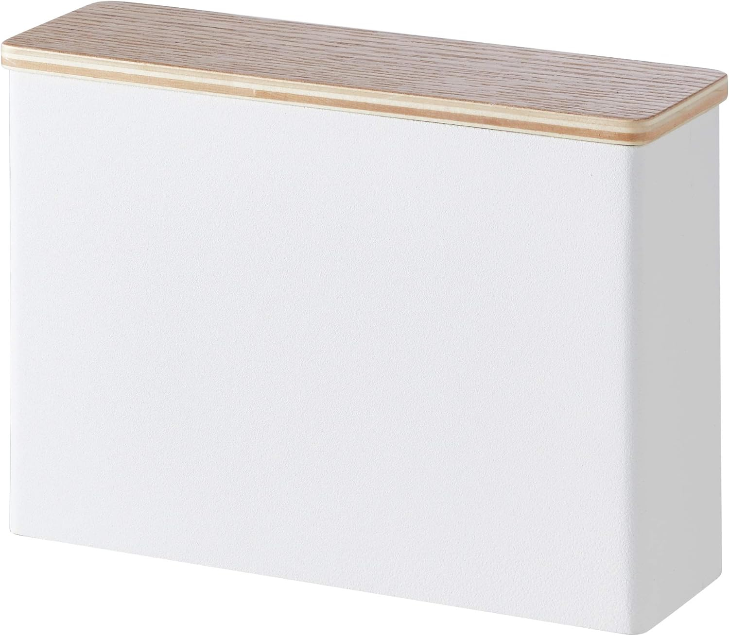 Yamazaki Home Wood Accent Coffee Pour over Filter Case With Lid, Steel + Wood, Size #2 Filters