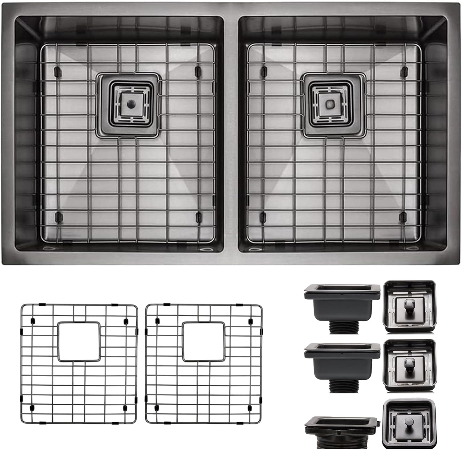 Brushed Stainless Steel 31 Inch Undermount Double Bowl Kitchen Sink