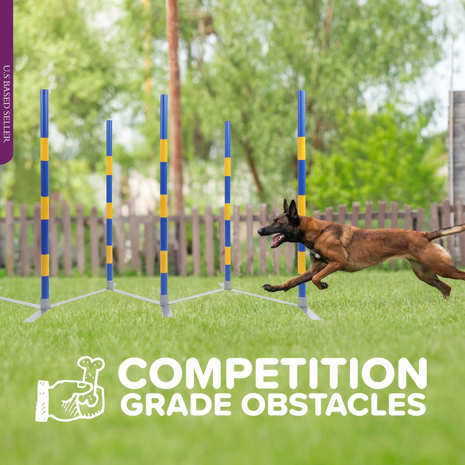 MiMu Dog Agility Equipment - Agility Set Dog Weaving Poles Dog Obstacle Course, Training Equipment, Competition Grade