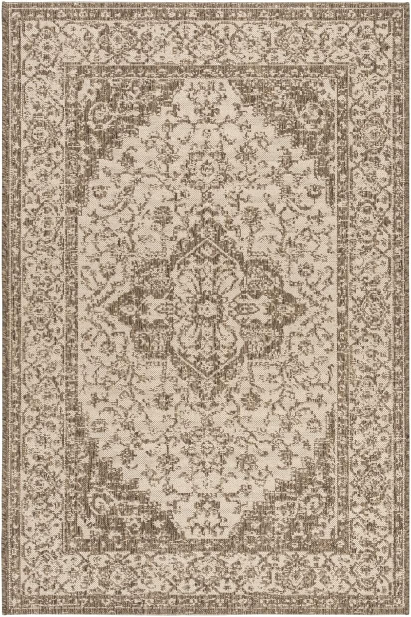 SAFAVIEH Beach House Stanice Medallion Indoor/Outdoor Area Rug, Cream/Beige, 2'2" x 4'