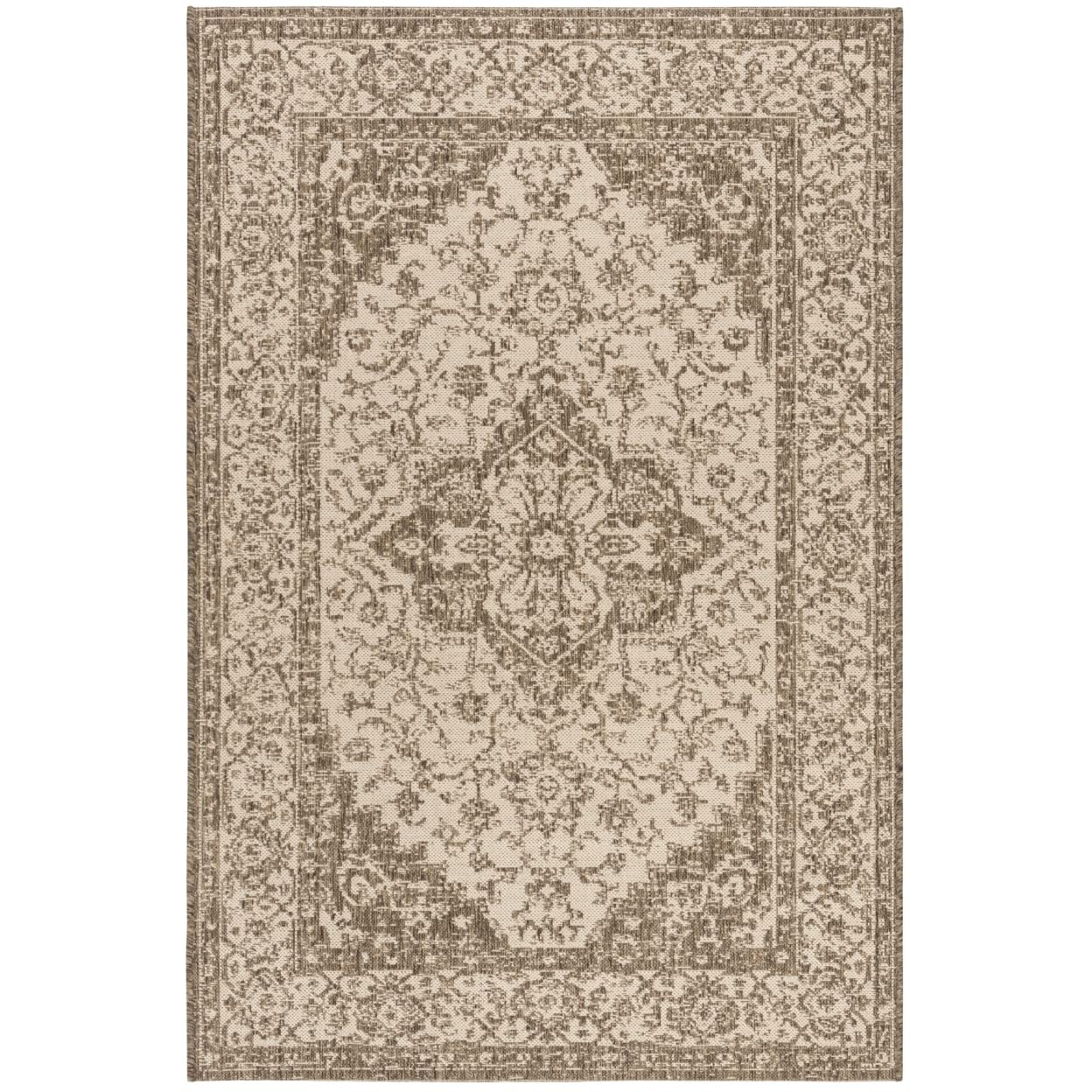 SAFAVIEH Beach House Stanice Medallion Indoor/Outdoor Area Rug, Cream/Beige, 2'2" x 4'