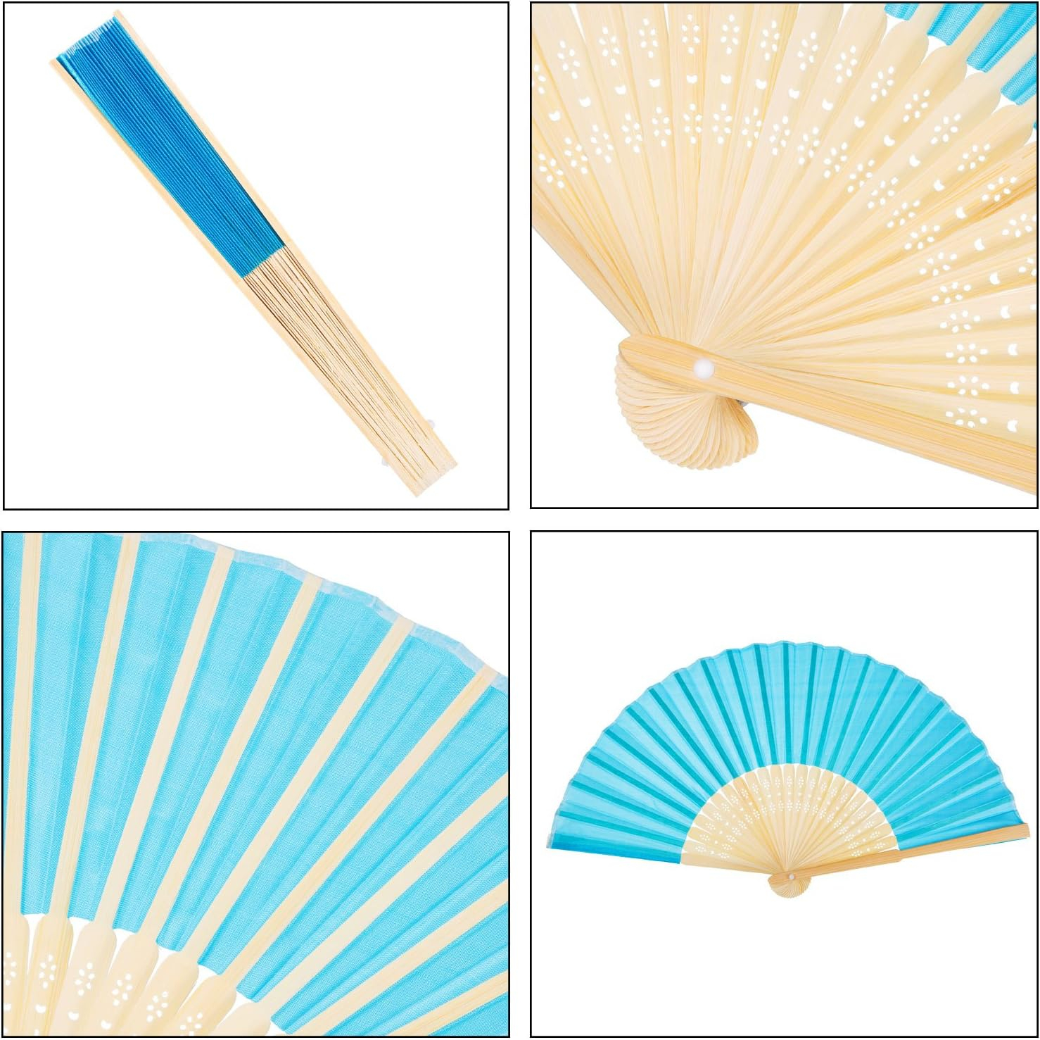 Multicolor Silk Bamboo Foldable Handheld Fans Set