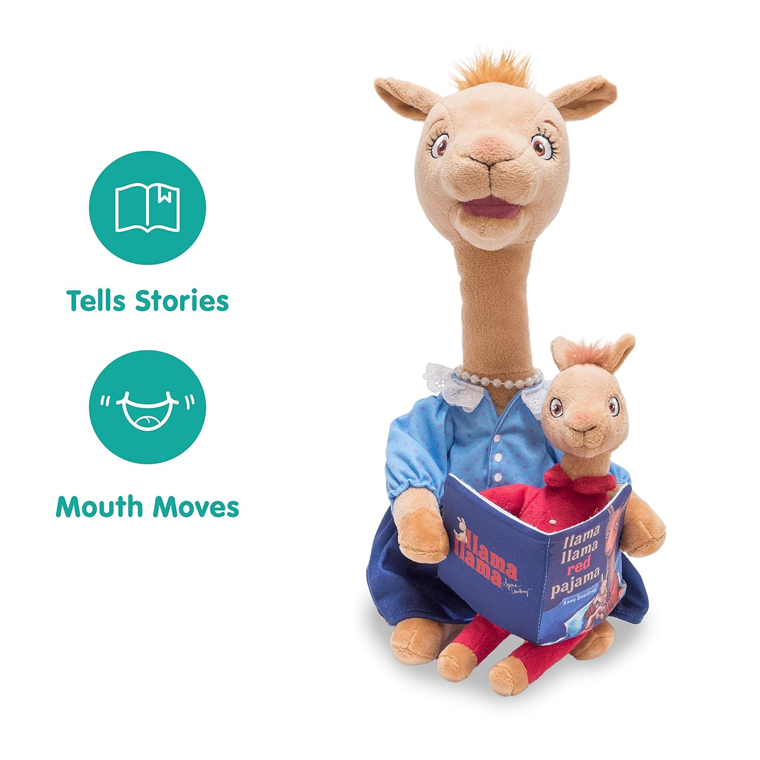 Cuddle Barn - Animated Mama Llama | Talking Stuffed Animal Plush Toy Recites Popular Children's Book Llama Llama Red Pajama by Anna Dewdney | Head and Mouth Moves, 14"