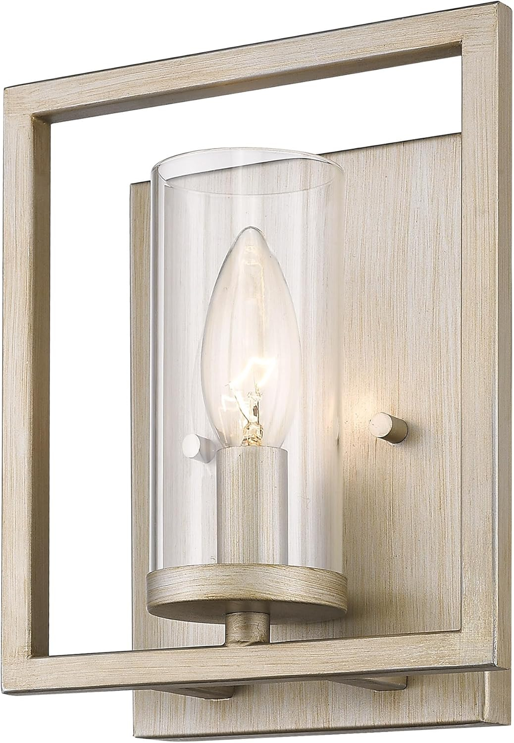 Golden Lighting Marco 1-Light Wall Sconce in White Gold with Clear Glass