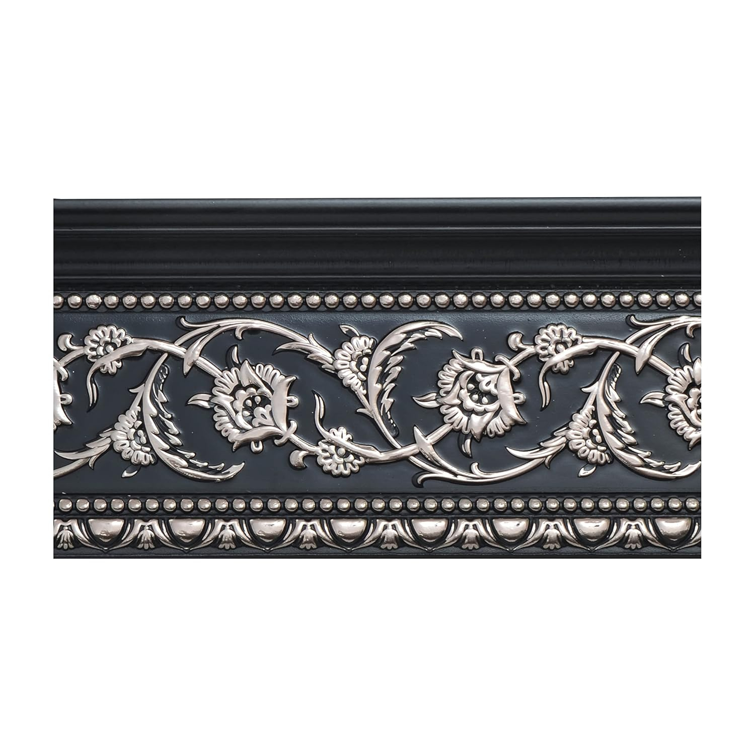 AFD Silver Floral and Black Crown Moulding 94 Inch