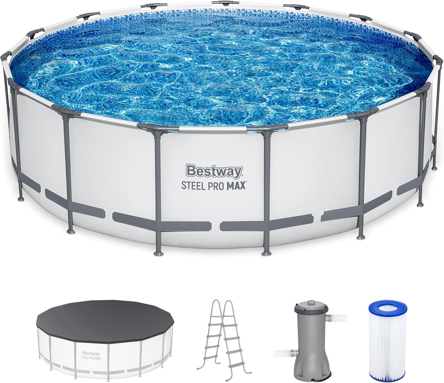 Bestway 56690E 15' x 48" Round Steel Pro MAX Above Ground Swimming Pool Set