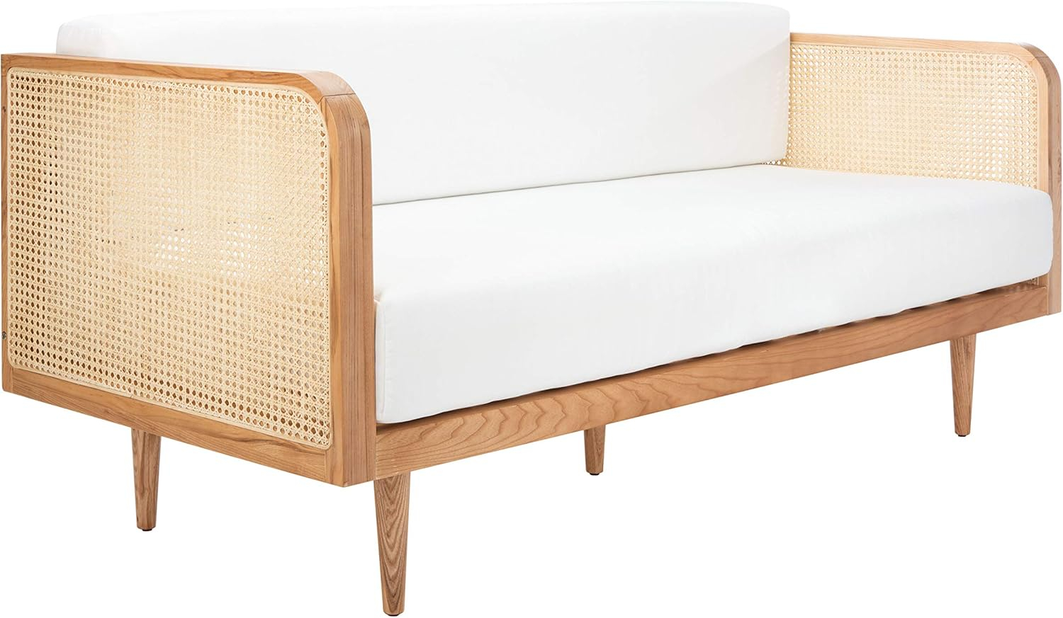 Helena Ivory Linen and Natural Ash Wood Twin Daybed with Drawer